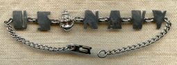 Beautiful WWII USN Deco Style Sweet Heart Bracelet in Sterling with CPO Badge.