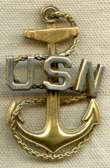 Lovely 1930's USN CPO Hat Badge by Meyer