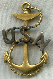 Beautiful Ca. 1900-1910 US Navy Chief Petty Officer Hat Badge