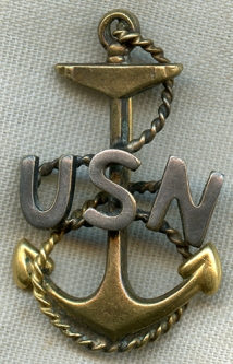 Great WWI or Earlier USN CPO (Chief Petty Officer) Hat Badge.
