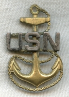 Early 1930's USN CPO (Chief Petty Officer) Hat Badge