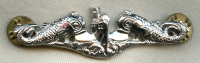 Mint Korean War USN CPO Submarine Dolphins in Sterling with Rhodium
