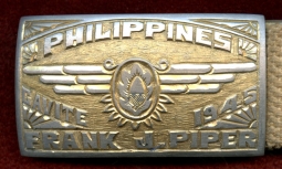 Fantastic WWII USN Flight Surgeon Theatre-Made Belt & Buckle Named to Frank J. Piper