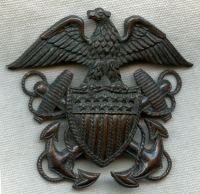 Beautiful WWII USN Medical Officer (Attached to USMC) Visor Hat Badge by Vanguard