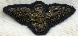Nice WWII USN Pilot Wing in Bullion Removed from Uniform