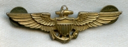 Beautiful Ca. 1944 USN Pilot Wing by Amico in Gold on Silver Clutchback