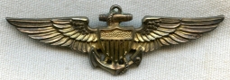 Scarce Circa 1943 USN Pilot Wing by H&H in Sterling