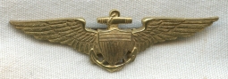 Near Mint Late 1930s USN Pilot Wing by Robbins (Unmarked)