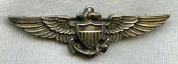 "Salty" Circa 1942-1943 USN Pilot Wing in Gilt Sterling by Amico