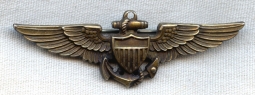 Salty Circa 1943 USN Pilot Wing by Amico in Gold Fill On Silver