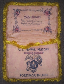 Rare 1930s US Naval Prison, Portsmouth, NH Marine Corps Guard China Marine Sweetheart Sewing Pillow