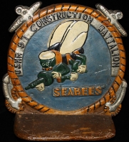Rare & Beautiful WWII USN 97th Seabees Plaque or Bookend in Heavy Cast Aluminum