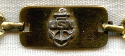 WWII USN Sweetheart Bracelet in Gold-Plated Sterling with CPO Emblem