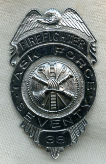 Korean War Era US Navy Task Force 70 Firefighter Badge #38