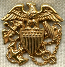 Beautiful & Scarce WWII US Public Health Service Official Overseas Cap Badge 10K GF by Vanguard