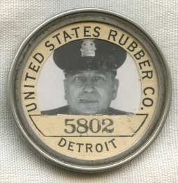 Nice WWII US Rubber Company Plant Police Guard Photo ID from Detroit Michigan
