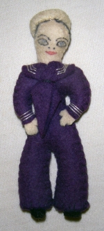 Great WWI Era US Sailor Doll in Wool Felt with Painted & Stitched Details