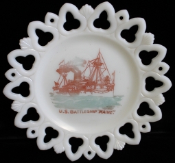 Beautiful Spanish-American War US Battleship Maine Commemorative Plate