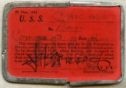 Rare, Early WWII USN Liberty Pass for Heavy Cruiser U.S.S. Chicago (CA-29)