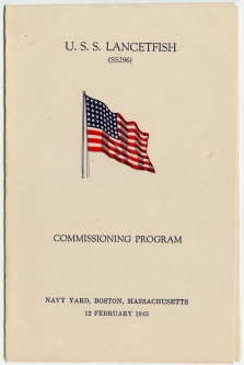 Rare WWII USS Lancetfish (SS-296) Submarine Commissioning Program from Boston Navy Yard