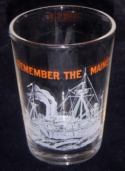 Spanish-American War "Remember the Maine" Glass Tumbler