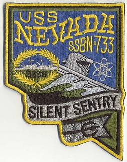 Beautiful USS Nevada SSBN 733 "Silent Sentry" Patch Ca. 1980's-90's