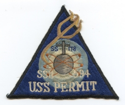 Great 1960s USS Permit SS-178 SSN-594 Patch