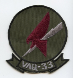 1980s - 1990s USN VAQ-33 Tactical Electronic Warfare Squadron Jacket Patch Made in Korea