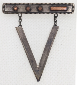 Wonderful WWII era Navajo Silver & Copper V for Victory Patriotic Pin