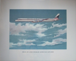 Circa 1960 Delta Air Lines DC-8 Jetliner Promotional Poster by Toigo