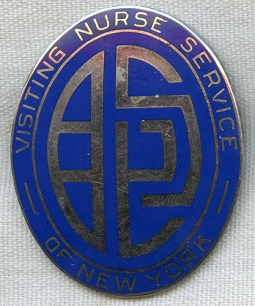 Rare Ca. 1945 Visiting Nurse Service of New York Nurse's Hat Badge