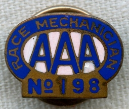 Very Rare 1920s Numbered American Automobile Association (AAA) Race Mechanic License Badge