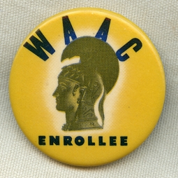 Minty Ca 1943 WAAC Women's Auxiliary Army Corps Enrollee Celluloid Badge