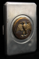 Cool WWII Occ. Era WAC Cigarette Case with Earlier WAAC Enl. Hat Badge Affixed