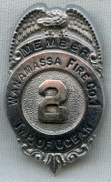 Beautiful 1920's Wanamassa Fire Co. No. 1, Township of Ocean, NJ Member Badge