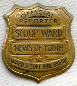 1930s Vintage Ward's Bread "Scoop Ward" Reporter Promotional Badge