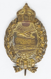Rare WWI Imperial Prussian Naval Land Pilot Badge by Godet with Kriegs - Verdienst Engraved on Front