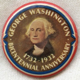 Rare 1932 George Washington Birth Bicentennial Celluloid Pin