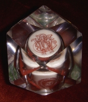 1912 Waterbury Button Co. (Connecticut) 100th Anniversary Glass & Ceramic Paperweight