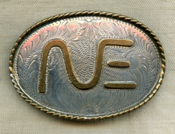 Great Old Sterling Silver Brond "Rolling NE" Cowboy Buckle from A 2 Z Ranch in Cody, WY