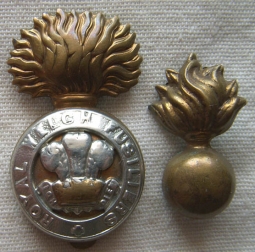 WWII Royal Welch Fusiliers EM Hat and Collar Badge