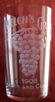 Delicate Welch's Grape Juice Paviliion Souvenir Glass from 1905 Lewis & Clark Exposition