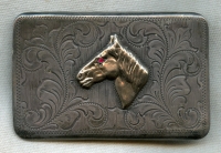 Beautiful Late 1930s-Early 1940s Western Buckle in Sterling & 10K Gold by Srour Co. of LA