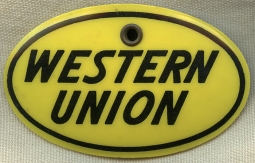 Great WWII Period Western Union Messenger Celluloid Badge