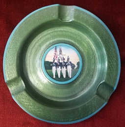 Great 1930's USMA West Point Souvenir Ashtray in Green Anodized Aluminum