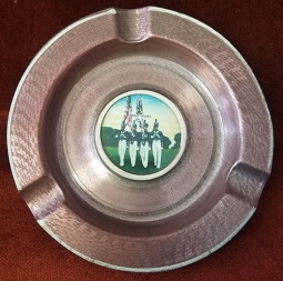 Great 1930's USMA West Point Souvenir Ashtray in Pink Anodized Aluminum
