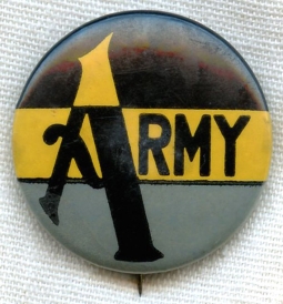 1930's US Military Academy (USMA) West Point Celluloid Pin in Black, Gold and Grey