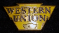 Ca 1920s-1930s Western Union Agent Hat Badge Numbered 4