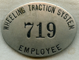 1910's - 20's Wheeling Traction System (Street Railway) Employee Badge