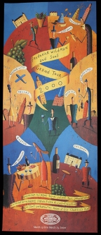 Whimsical Frederick Wildman & Sons Wine Grand Tour March 2000 Poster - Artwork by Martin Jarrie